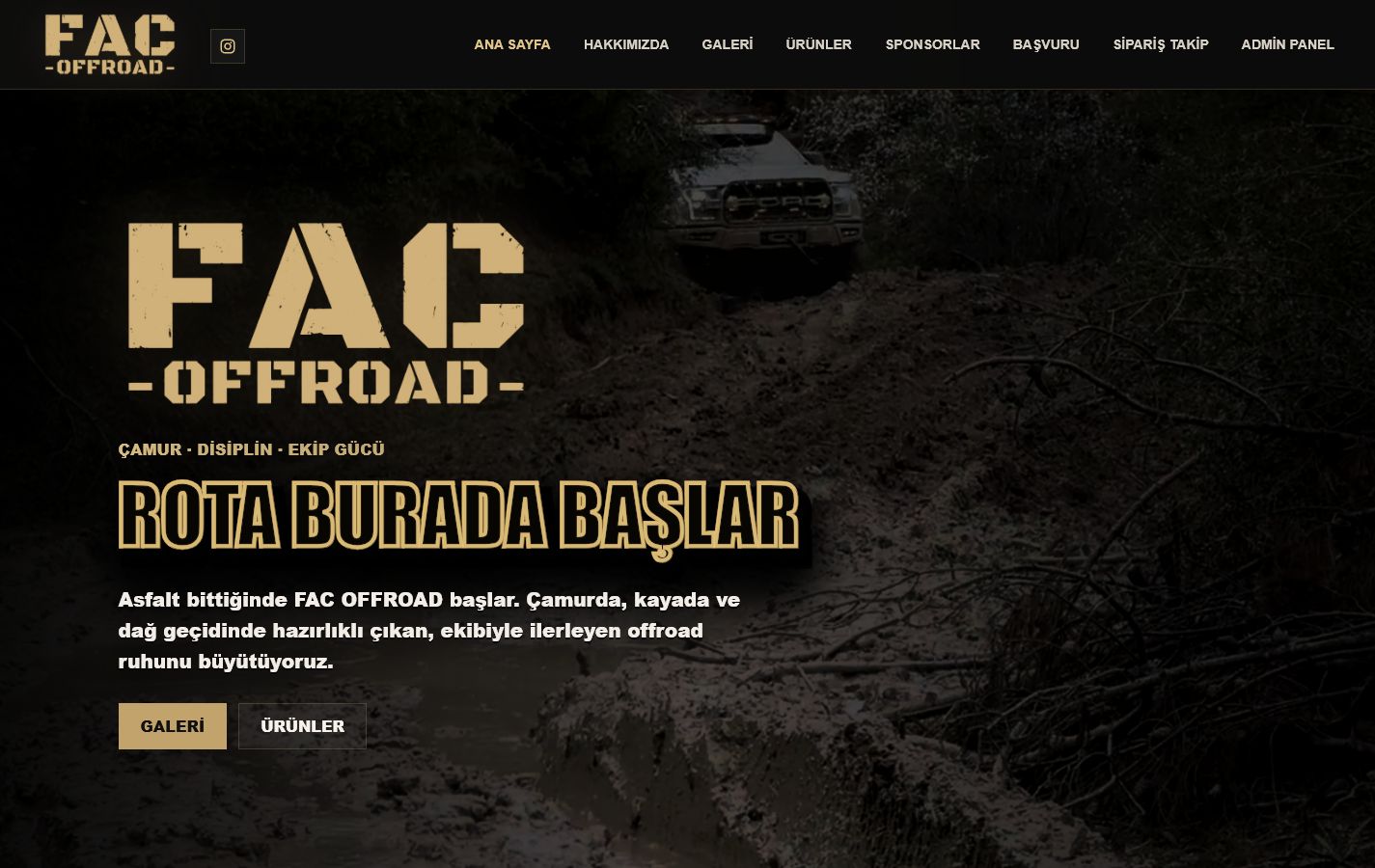 FAC Offroad web sitesinin gerçek ekran görüntüsü
